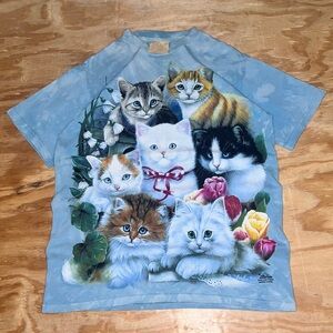 Vintage 2000 Y2K Made In USA The Mountain Cute Kittens T-shirt Grail Size M